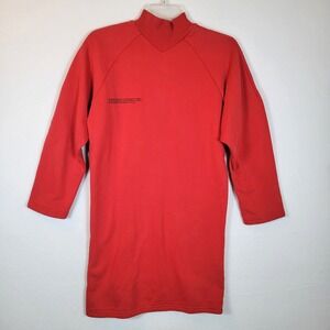 Pangaia Womens Mock Neck Organic Recycled Cotton Sweater Dress Size XS Red